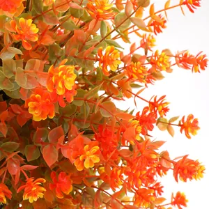 Artificial orange camellia eucalyptus plant stems for outdoor garden and home decoration