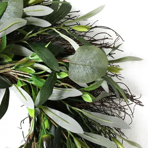 50cm artificial olive wreath with green leaves and dark fruits for wall decoration
