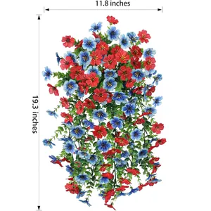 Detailansicht künstlicher Veilchen mit Maßangaben von 11,8 x 19,3 Zoll für Dekoration