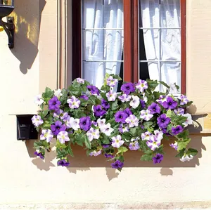 Fleurs de gloire du matin artificielles violettes et blanches pour décor de fenêtre balcon