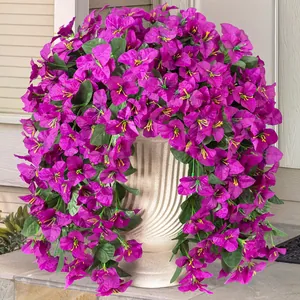 Realistic Artificial Bougainvillea Hanging Flower Basket Silk Cloth Fake Plants For Home Outdoor Garden Wall Decoration