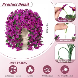 Artificial hanging bougainvillea flower basket 19.7 inch UV resistant for wall decor
