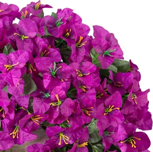 Hanging artificial bougainvillea in purple with green leaves for garden wall decor
