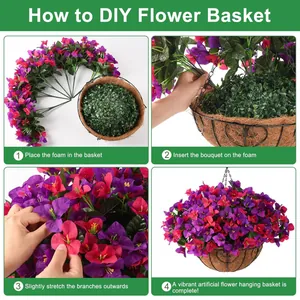 DIY künstliche Bougainvillea Hängeampel mit Kokoseinlage und Metallkette im Set