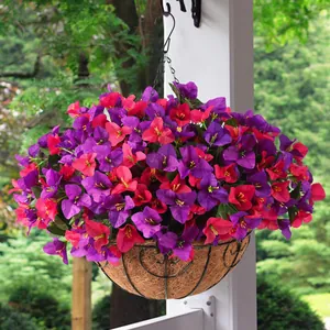 Künstliche Bougainvillea Seidenblumen Hängekorb Mit Kokosfaser Einlage Metallkette Für Außenbereich Garten Haus Dekoration