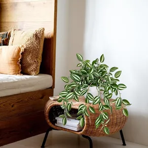 Lush faux Tradescantia Zebrina hanging plant for indoor home decor landscaping