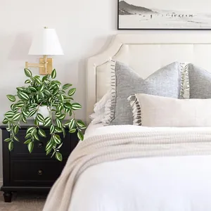 Artificial Peperomia Angulata plant in white pot for stylish indoor home bedroom decor
