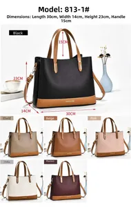 Detailed size guide for elegant leather handbag showing 30cm length and 23cm height