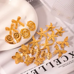 Luxuriöses 18k vergoldetes Ohrring-Set mit Seestern- und Schmetterlingsdesign im eleganten Stil