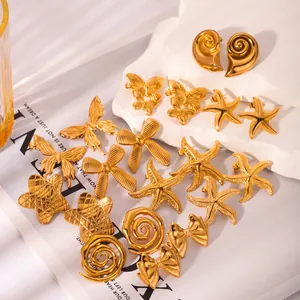 Minimalistisches Ohrring-Set aus 18k vergoldetem Edelstahl mit Schmetterling und Seestern