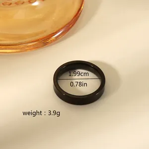 Detail showing 4mm black stainless steel ring dimensions 1.99cm and weight 3.9g