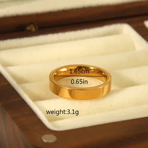 Detail of 4mm gold polished stainless steel ring showing 1.65cm inner diameter and 3.1g weight