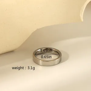 Detailed size specifications for the 4mm silver minimalist stainless steel band ring