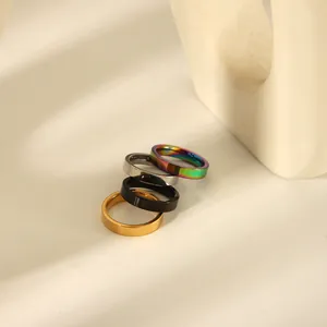 Minimalist 4mm stainless steel ring set in rainbow, silver, black and gold finishes