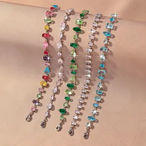 Irregular cubic zirconia bracelets in various colors with elegant water drop stones