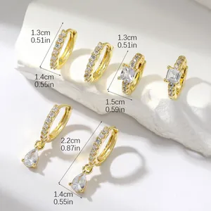 Three-piece set of elegant gold-plated hoop earrings with sparkling cubic zirconia accents
