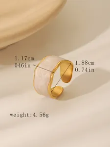 Detail view of golden open ring showing dimensions 1.17cm width and 1.88cm diameter