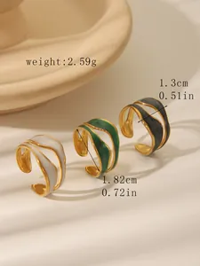 Detailed size specifications for wavy enamel rings in white green and grey finishes