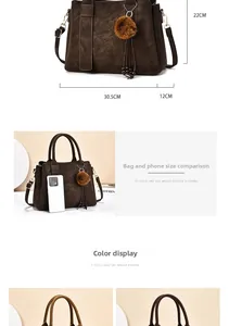 Détails du grand sac cabas rétro dimensions 30,5x12x22cm avec comparaison de taille