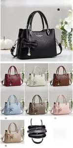 Lychee texture bag showing 22x10x15cm size and internal three-layer zipper compartments
