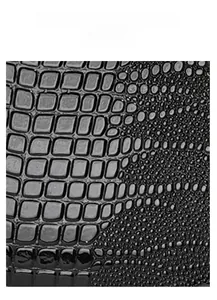 Close-up of black crocodile texture on leather shoulder bag showing glossy scale details