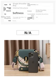 Détail du sac bandoulière brodé montrant une comparaison de taille avec un smartphone