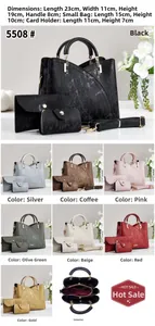 Ensemble de sacs à main trois pièces avec texture gaufrée et dimensions détaillées