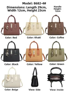 Detailed views of multi-color woven handbags showing 29x12x23cm size and triple layer structure