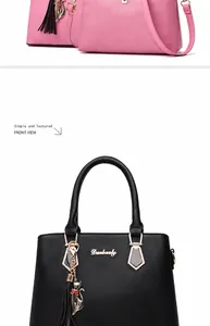 Danbaoly Handtasche Detail mit Katzenanhänger und strukturierter Lederoptik in Rosa