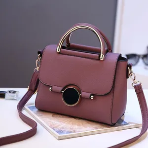 Fashion Women Lychee Pattern PU Leather Small Square Bag With Metal Handle Elegant Flap Crossbody Shoulder Bag Handbag