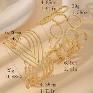 Bracciali rigidi geometrici in acciaio inossidabile placcato oro 18k stile lusso