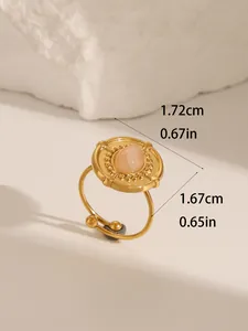 Detail showing dimensions of vintage gold ring with turquoise inlay and dotted texture