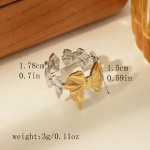 Zweifarbiger Schleifenring aus gold-silbernem Edelstahl mit verstellbarem offenem Design