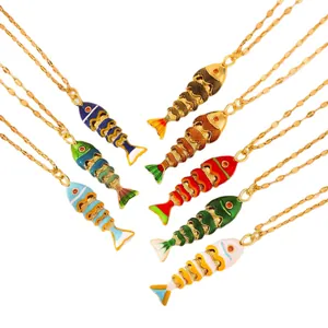 Colorful 18k gold plated koi fish enamel pendant necklaces in various vibrant colors