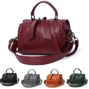 Classic PU leather Boston bag for women with multiple colors and adjustable strap
