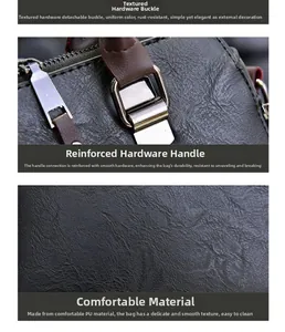 Detail of premium PU leather texture and durable metal hardware on the handbag