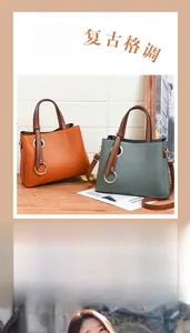 Detail of PU leather tote bags with metal ring buckle and detachable shoulder strap