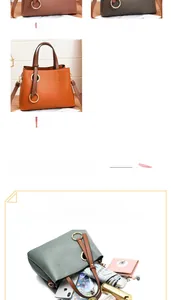 Detail of large capacity PU leather tote bag with metal rings and adjustable strap
