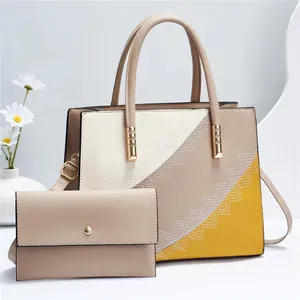 Borsa tote grande in pelle PU a tre colori con portafoglio a busta abbinato da donna