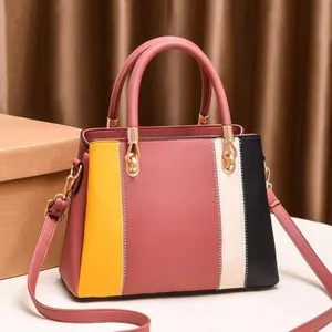 Borsa a mano da donna alla moda con design color-block e dettagli in metallo dorato