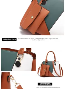 Détail du sac cabas tricolore avec petite pochette amovible et finitions dorées
