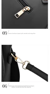 Detailed macro view of high-quality golden hardware and smooth zipper on black bag