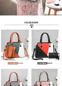 Détails des sacs cabas en patchwork kaki et noir avec pendentifs en métal circulaires