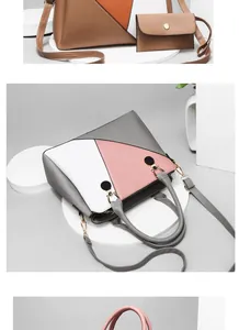 Détails de sacs fourre-tout bicolores avec bandoulières amovibles et finitions dorées