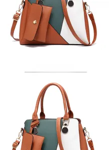 Sac à bandoulière géométrique tricolore avec sangle réglable et mini pochette
