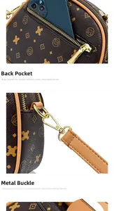 Close-up of the vintage pattern leather crossbody bag featuring a practical rear pocket