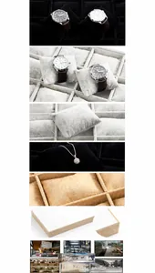 Detailansicht von Schmuck-Tabletts und Kissen aus Samt in verschiedenen Farben