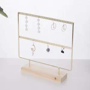 Galvanisiert Eisenkunst Holz Ohrring Schmuckständer Halter Zwei Schichten Organizer Für Ohrstecker Ohrhänger Deko
