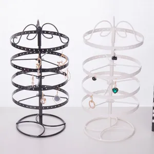 Rotating Metal Earring Display Stand Holder Multi Tier Jewelry Organizer Rack For Studs And Dangle Earrings Home Storage Decor
