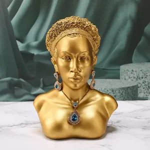 Espositore per Gioielli a Busto di Donna Africana in Resina Nordica Supporto per Collane e Orecchini Scultura Creativa Decorazione